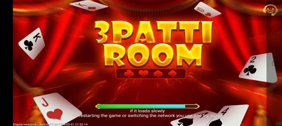 Teen Patti Room app home screen showing available games